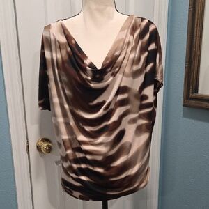 Worthington Stretch Brown/Cream/Black Blouse in  size S